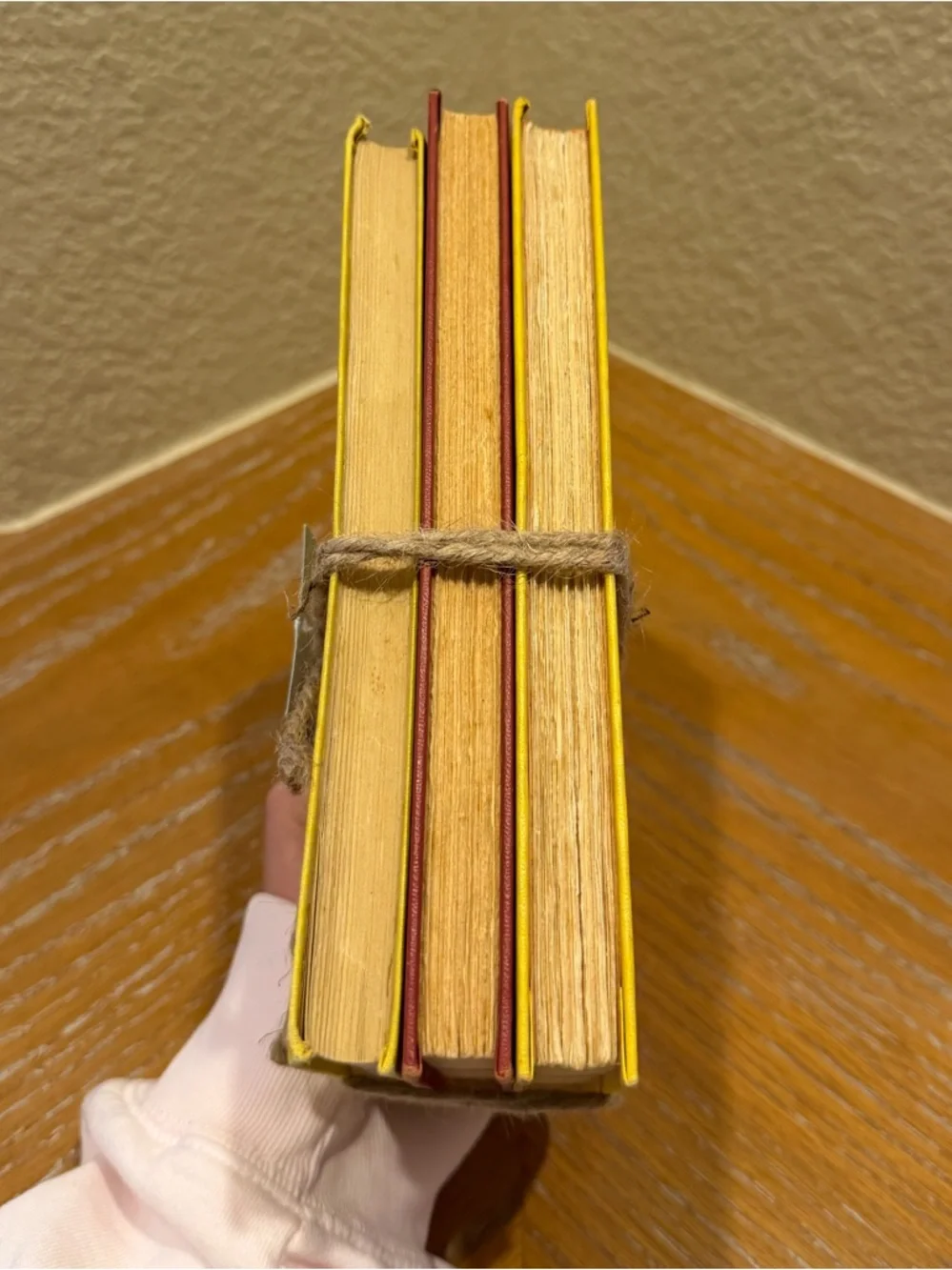 Yellow & Reddish Orange Decorative Vintage-Style Book Bundle for Home Office
